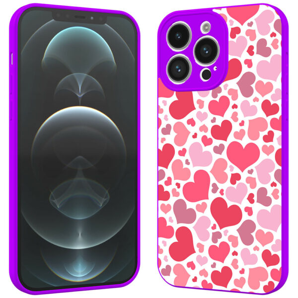 iPhone 12 Pro Max telefoonhoesje met hartjes opdruk paars (2)