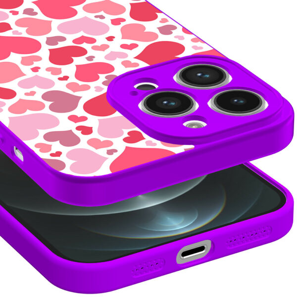 iPhone 12 Pro Max telefoonhoesje met hartjes opdruk paars (3)
