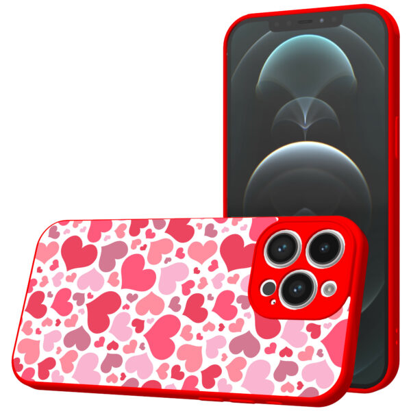 iPhone 12 Pro Max telefoonhoesje met hartjes opdruk rood (1)