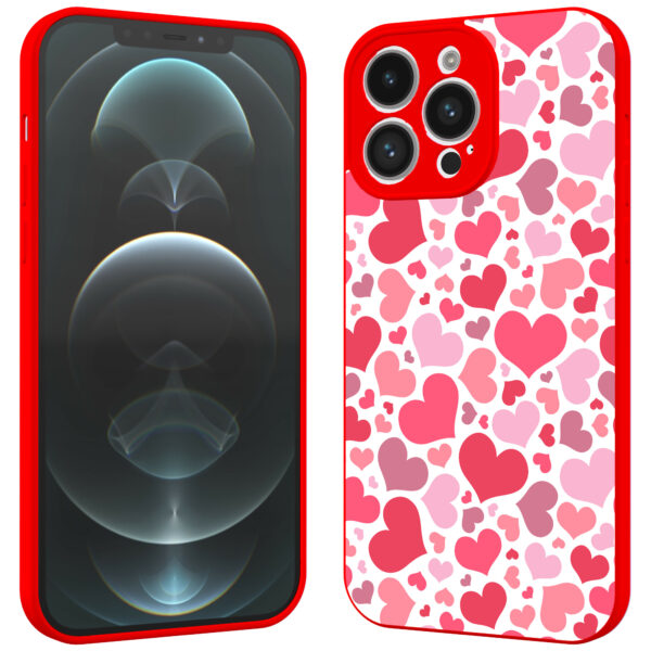 iPhone 12 Pro Max telefoonhoesje met hartjes opdruk rood (2)