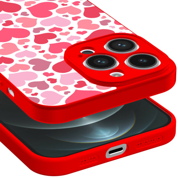 iPhone 12 Pro Max telefoonhoesje met hartjes opdruk rood (3)