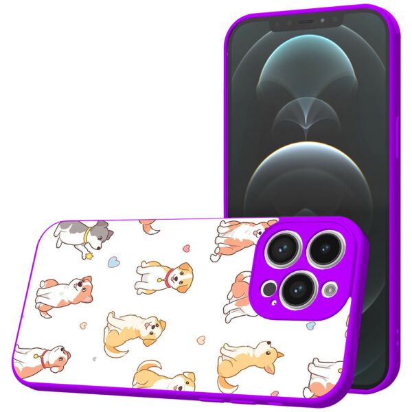 iPhone 12 Pro Max telefoonhoesje met honden opdruk paars (1)