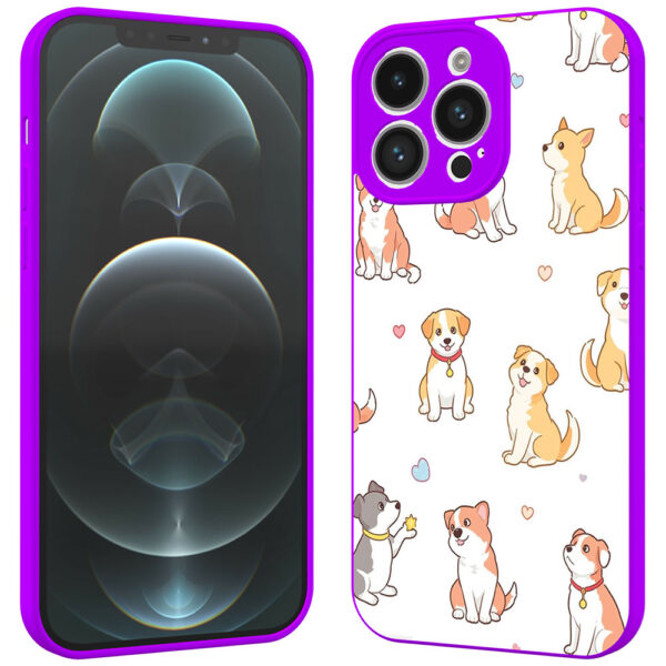 iPhone 12 Pro Max telefoonhoesje met honden opdruk paars (2)