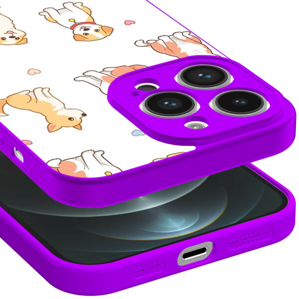 iPhone 12 Pro Max telefoonhoesje met honden opdruk paars (3)