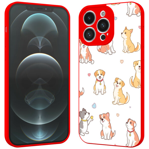 iPhone 12 Pro Max telefoonhoesje met honden opdruk rood (2)