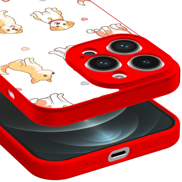iPhone 12 Pro Max telefoonhoesje met honden opdruk rood (3)