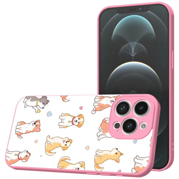 iPhone 12 Pro Max telefoonhoesje met honden opdruk roze (1)