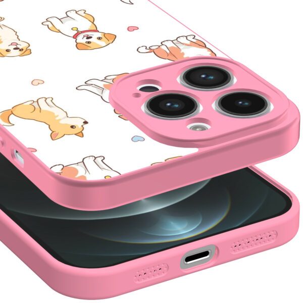 iPhone 12 Pro Max telefoonhoesje met honden opdruk roze (3)