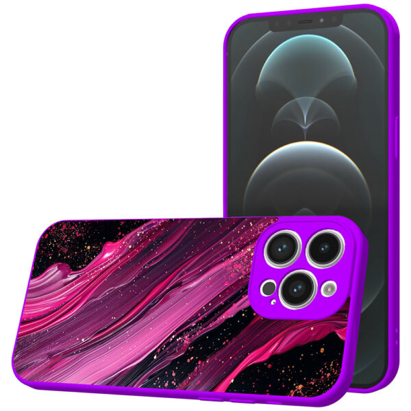 iPhone 12 Pro Max telefoonhoesje met paars roze marmer opdruk paars (1)
