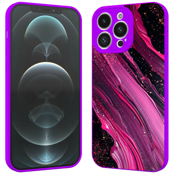 iPhone 12 Pro Max telefoonhoesje met paars roze marmer opdruk paars (2)