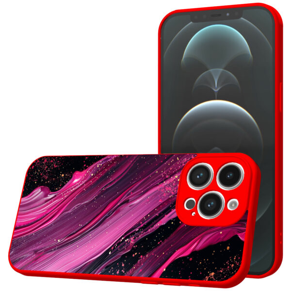 iPhone 12 Pro Max telefoonhoesje met paars roze marmer opdruk rood (1)