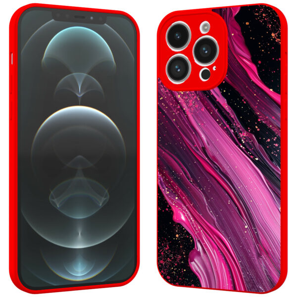 iPhone 12 Pro Max telefoonhoesje met paars roze marmer opdruk rood (2)
