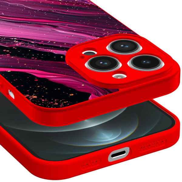 iPhone 12 Pro Max telefoonhoesje met paars roze marmer opdruk rood (3)