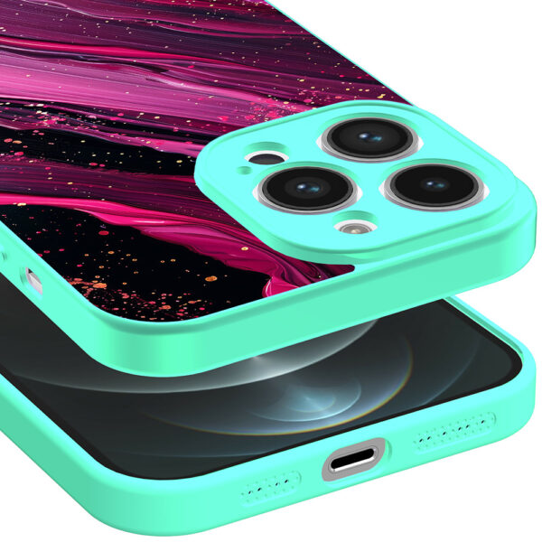 iPhone 12 Pro Max telefoonhoesje met paars roze marmer opdruk turquoise (3)