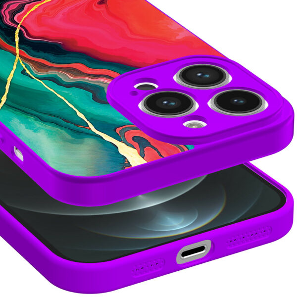iPhone 12 Pro Max telefoonhoesje met rood groen marmer opdruk paars (3)