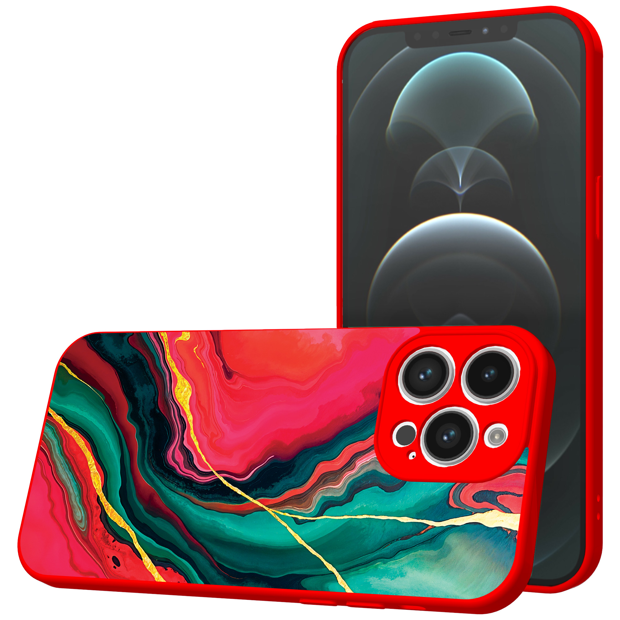 iPhone 12 Pro Max telefoonhoesje met rood groen opdruk rood (1)