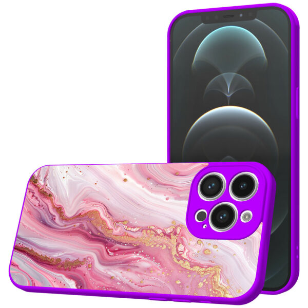 iPhone 12 Pro Max telefoonhoesje met roze marmer opdruk paars (1)