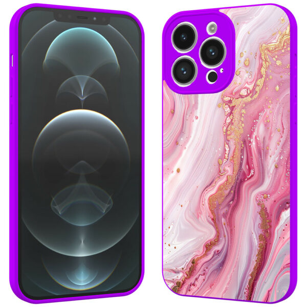 iPhone 12 Pro Max telefoonhoesje met roze marmer opdruk paars (2)