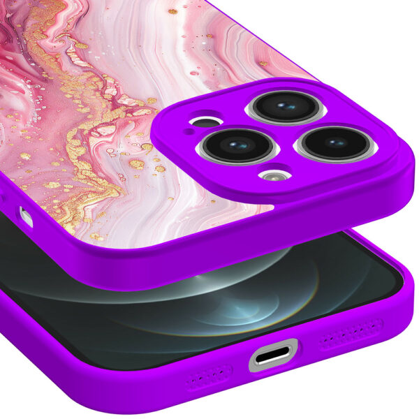 iPhone 12 Pro Max telefoonhoesje met roze marmer opdruk paars (3)