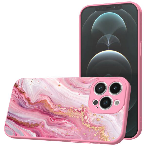 iPhone 12 Pro Max telefoonhoesje met roze marmer opdruk roze (1)