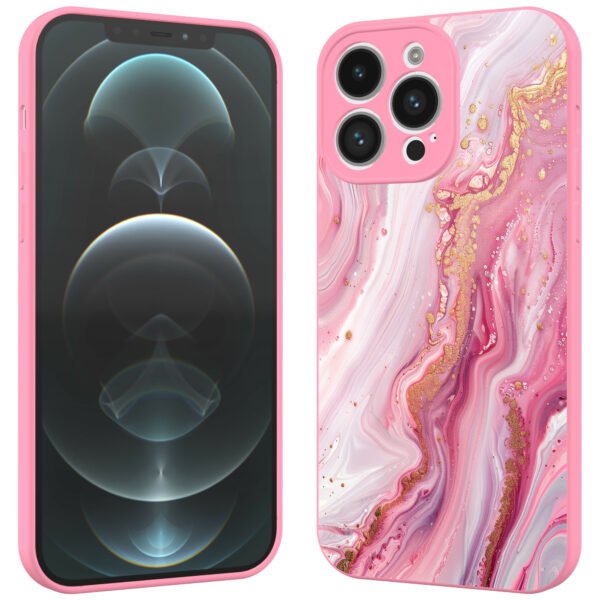 iPhone 12 Pro Max telefoonhoesje met roze marmer opdruk roze (2)