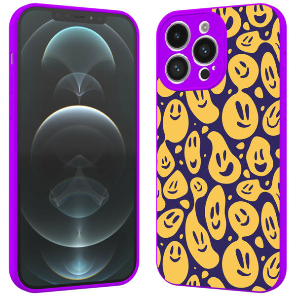 iPhone 12 Pro Max telefoonhoesje met smileys opdruk paars (2)