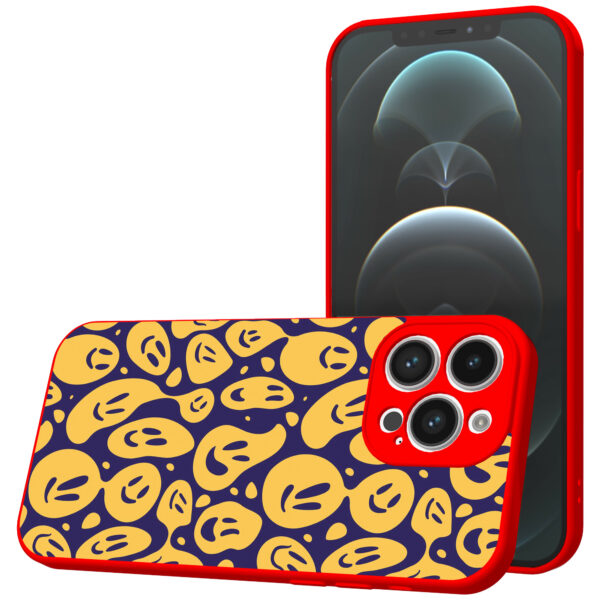iPhone 12 Pro Max telefoonhoesje met smileys opdruk rood (1)