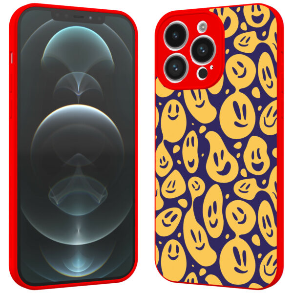 iPhone 12 Pro Max telefoonhoesje met smileys opdruk rood (2)