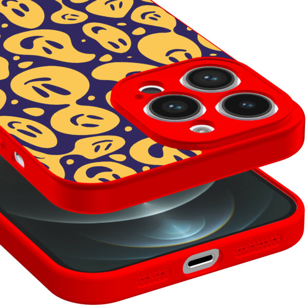 iPhone 12 Pro Max telefoonhoesje met smileys opdruk rood (3)