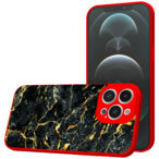 iPhone 12 Pro Max telefoonhoesje met zwart goud marmer opdruk rood (1)