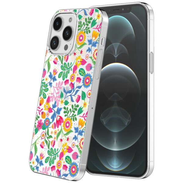 iPhone 12 Pro Max transparant telefoonhoesje met bloemen opdruk (1)
