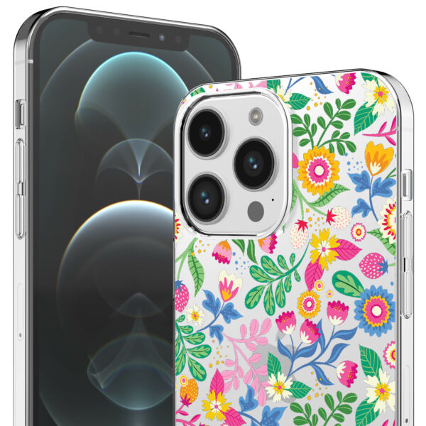 iPhone 12 Pro Max transparant telefoonhoesje met bloemen opdruk (2)