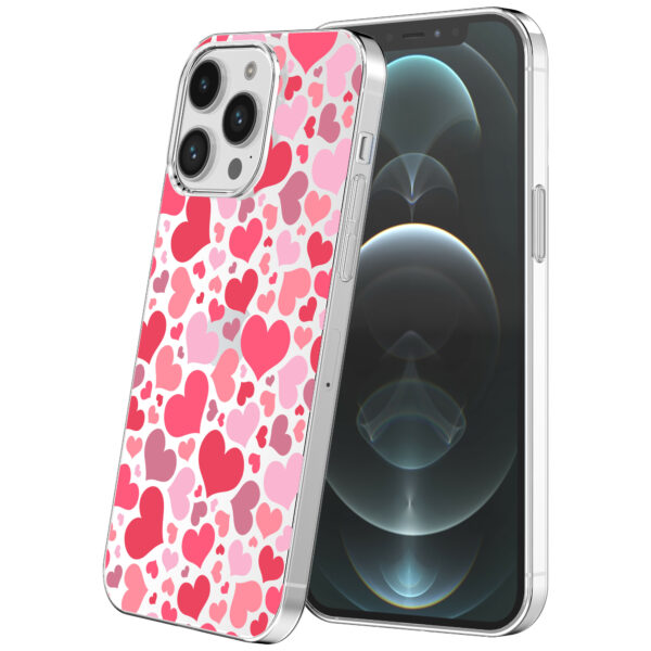 iPhone 12 Pro Max transparant telefoonhoesje met hartjes opdruk (1)
