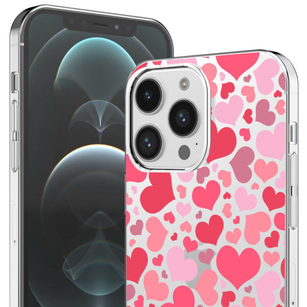 iPhone 12 Pro Max transparant telefoonhoesje met hartjes opdruk (2)
