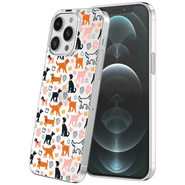 iPhone 12 Pro Max transparant telefoonhoesje met honden opdruk (1)