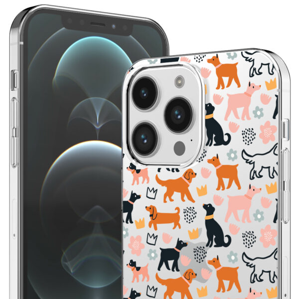 iPhone 12 Pro Max transparant telefoonhoesje met honden opdruk (2)