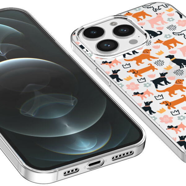 iPhone 12 Pro Max transparant telefoonhoesje met honden opdruk (3)