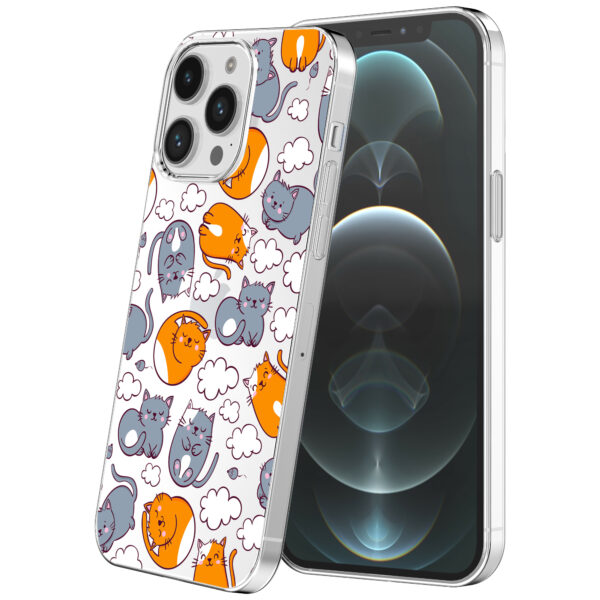 iPhone 12 Pro Max transparant telefoonhoesje met katten opdruk (1)