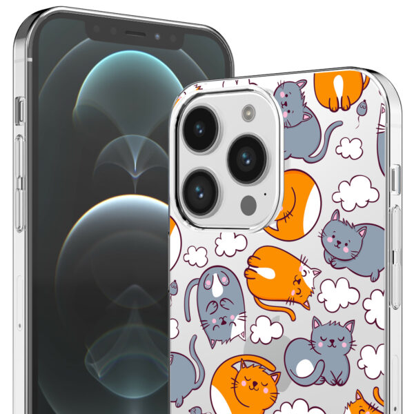 iPhone 12 Pro Max transparant telefoonhoesje met katten opdruk (2)