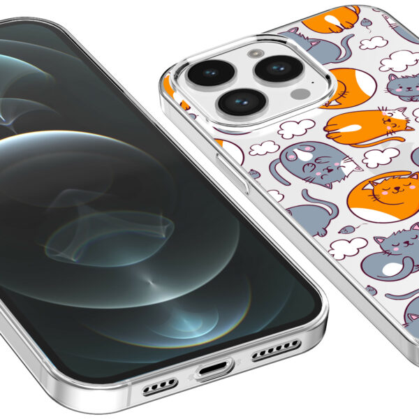 iPhone 12 Pro Max transparant telefoonhoesje met katten opdruk (3)