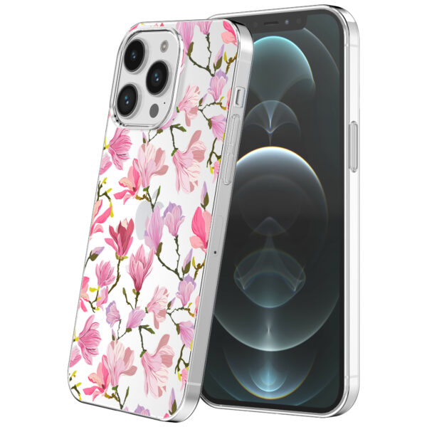 iPhone 12 Pro Max transparant telefoonhoesje met orchidee bloemen opdruk (1)