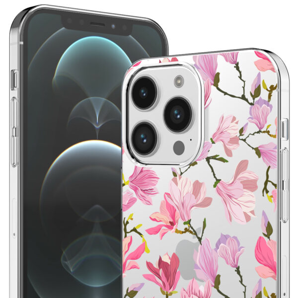 iPhone 12 Pro Max transparant telefoonhoesje met orchidee bloemen opdruk (2)