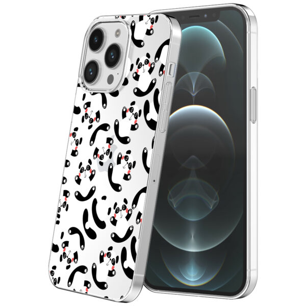 iPhone 12 Pro Max transparant telefoonhoesje met panda opdruk (1)