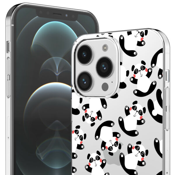 iPhone 12 Pro Max transparant telefoonhoesje met panda opdruk (2)iPhone 12 Pro Max transparant telefoonhoesje met panda opdruk (2)