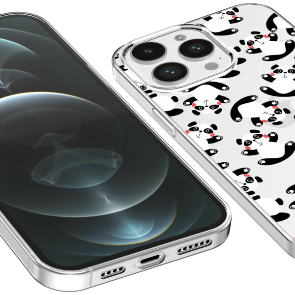 iPhone 12 Pro Max transparant telefoonhoesje met panda opdruk (3)