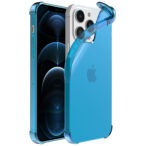 iPhone 12 Pro siliconen telefoonhoesje met stootrand transparant blauw (1)