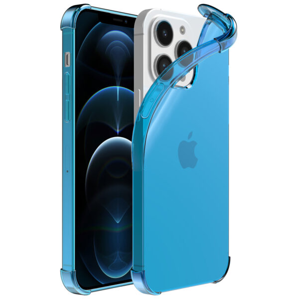 iPhone 12 Pro siliconen telefoonhoesje met stootrand transparant blauw (1)