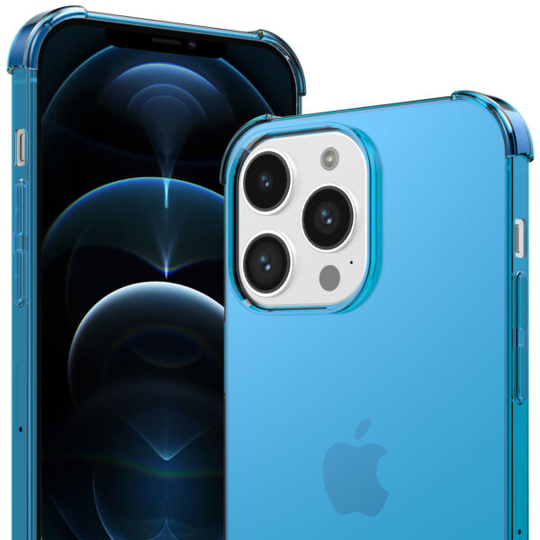 iPhone 12 Pro siliconen telefoonhoesje met stootrand transparant blauw (2)