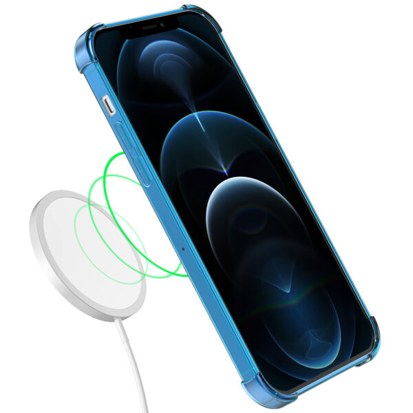iPhone 12 Pro siliconen telefoonhoesje met stootrand transparant blauw (3)