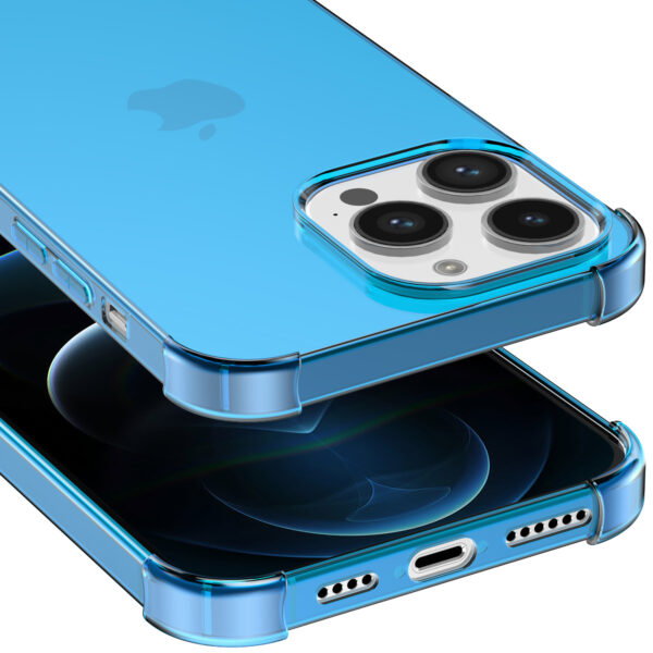 iPhone 12 Pro siliconen telefoonhoesje met stootrand transparant blauw (4)